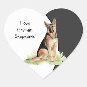 I kärlek German Shepherds Hund, Pet with Heart Hjärtformat Klistermärke
