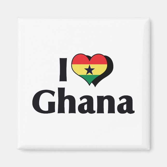 I Kärlek Ghana Flagga Magnet (Framsidan)