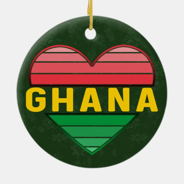 I Kärlek Ghana, Ghanaian Heart Julgransprydnad Keramik (Baksidan)