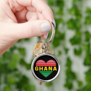 I Kärlek Ghana, Ghanaian Heart Rund Silverfärgad Nyckelring