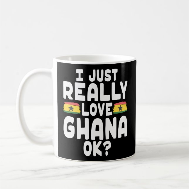 I Kärlek Ghana Ok - Ghanaian Flagga Kaffemugg (Vänster)