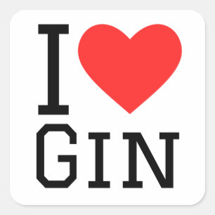 I kärlek gin fyrkantigt klistermärke