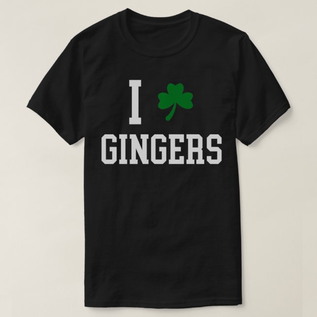 I Kärlek Gingers Charm Rödhårig Shamrock for St Pa T Shirt (Design framsida)