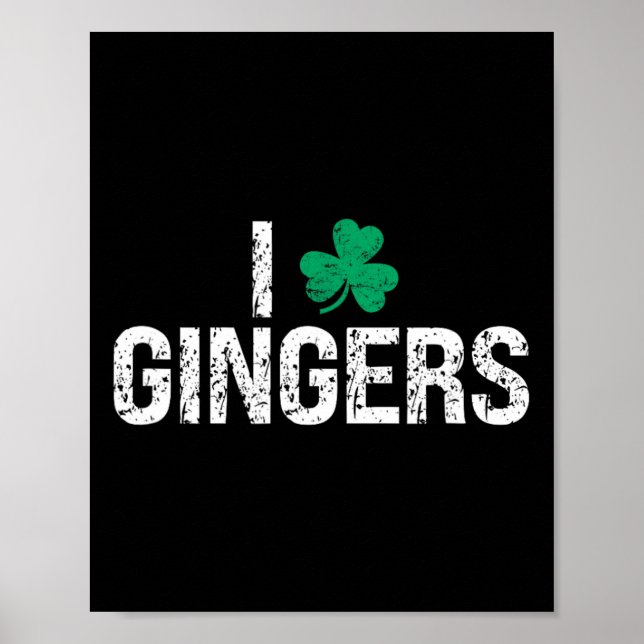 I Kärlek Gingers Rödhårig Shamrock Klöver St. Patr Poster (Framsidan)