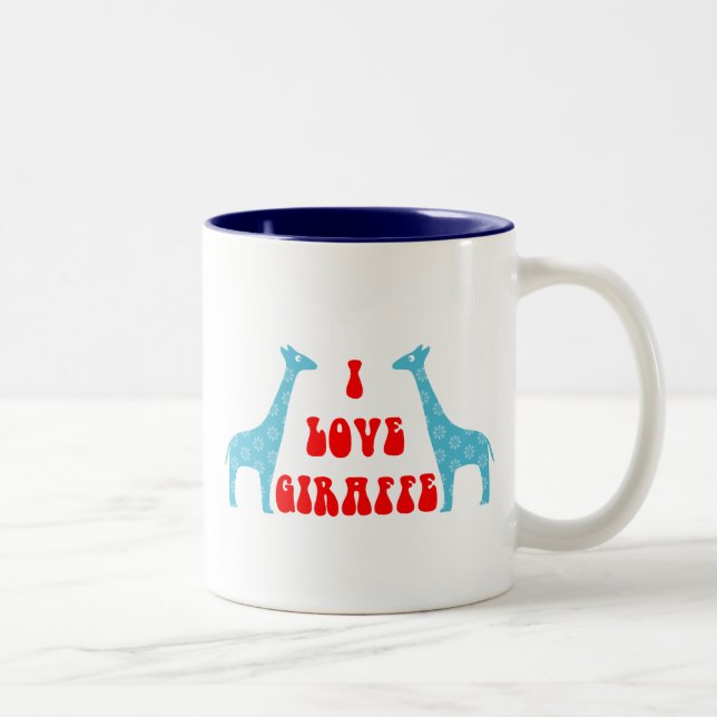 I Kärlek Giraffe (blått) Två-Tonad Mugg (Höger)