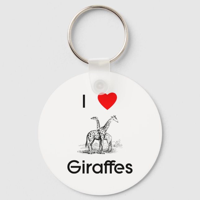 I kärlek giraffes Keychain Nyckelring (Framsida)