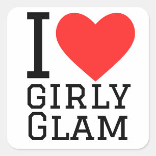 I kärlek glam fyrkantigt klistermärke