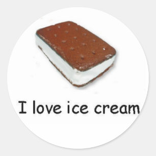 I kärlek glass Vanilla Sandwich Sticker Runt Klistermärke
