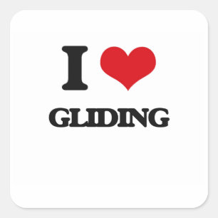 I kärlek Gliding Fyrkantigt Klistermärke