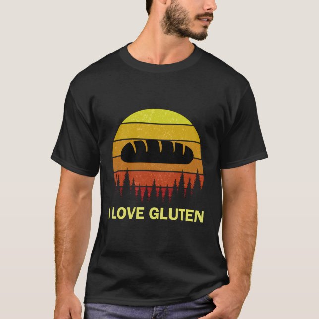 I Kärlek Gluten Funny Bake Pun-citat för Bread Mak T Shirt (Framsida)