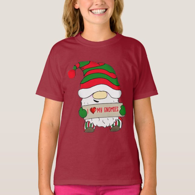 I Kärlek Gnome-jul T Shirt (Framsida)