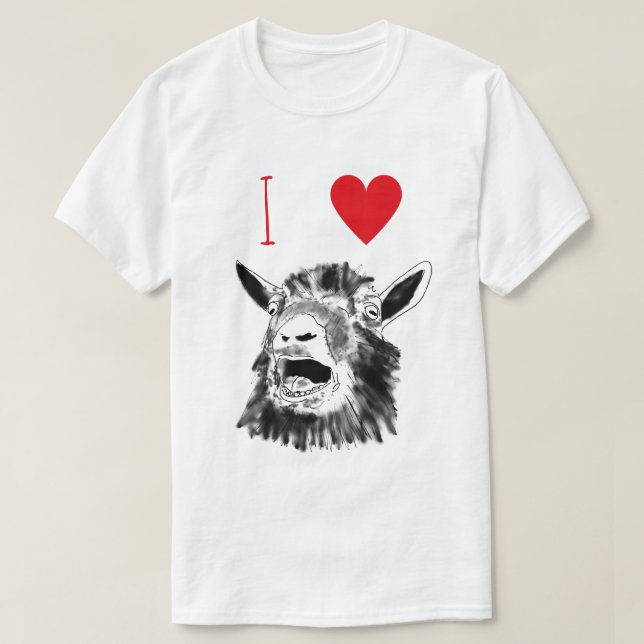I Kärlek Goats Funny Screaming Animal Teckning Art T Shirt (Design framsida)