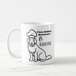 I Kärlek Golden Retrievers och Baking Line Art Kaffemugg