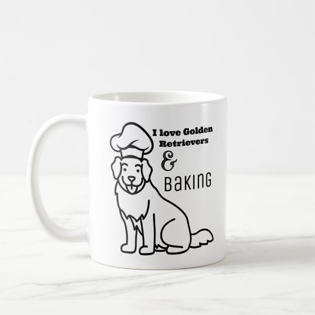 I Kärlek Golden Retrievers och Baking Line Art Kaffemugg (Vänster)