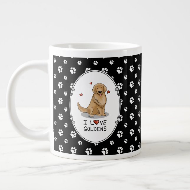 I Kärlek Goldens I Kärlek Golden Retrievers Cute Jumbo Mugg (Vänster)