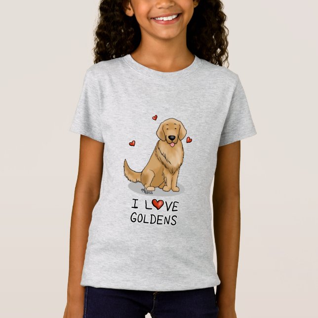 I Kärlek Goldens - I Kärlek Golden Retrievers T Shirt (Framsida)