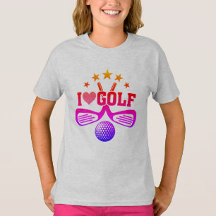 I Kärlek Golf, Crossed Golf Klubbs och Golf Boll T Shirt