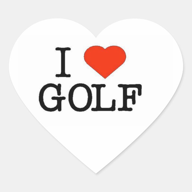 I Kärlek Golf Hjärtformat Klistermärke (Framsida)