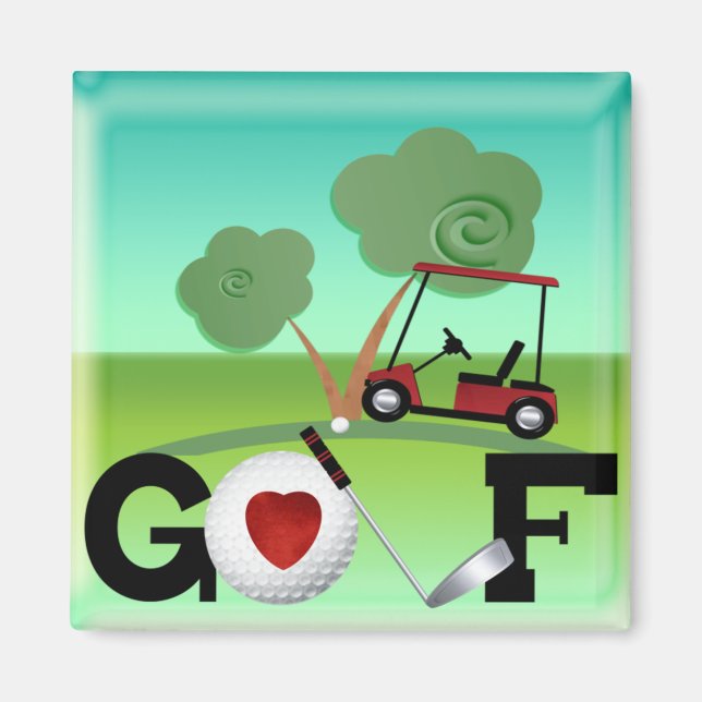 I Kärlek Golf Magnet (Framsidan)