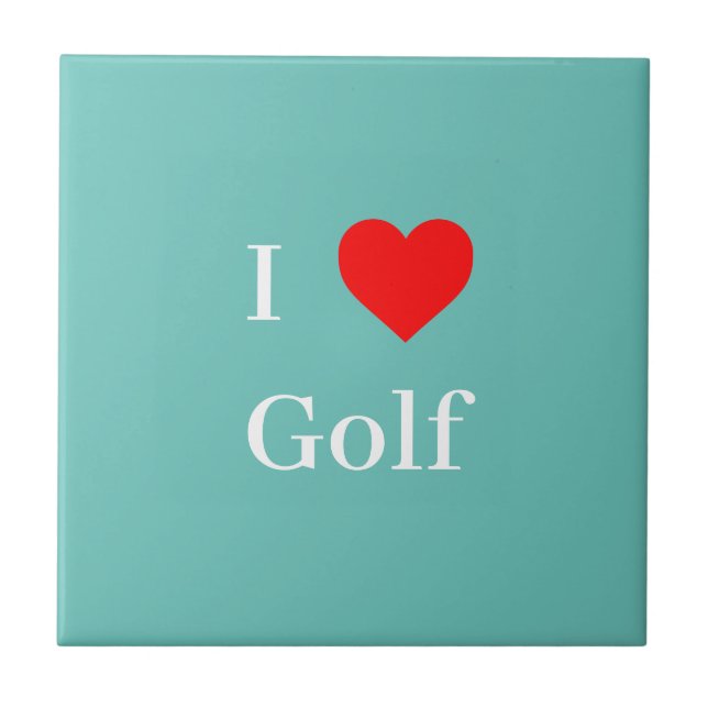 I kärlek Golf Typography & Red Heart Mint Grönt Kakelplatta (Framsidan)