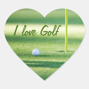 I kärlek golfdekalk hjärtformat klistermärke