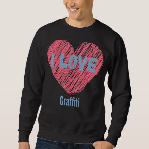 I Kärlek Graffiti Heart Image Hobby eller Hobbyist Lång Ärmad Tröja