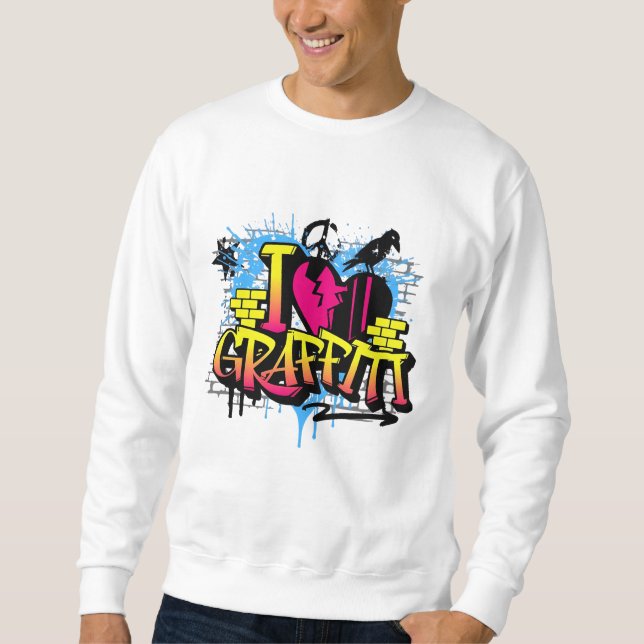 "I Kärlek Graffiti - Urban Street Art T-Shirt" Lång Ärmad Tröja (Framsida)