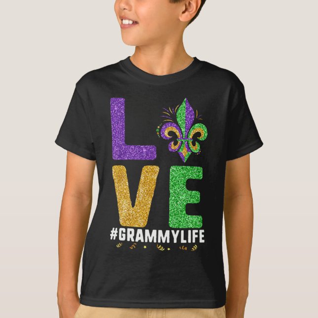 I Kärlek Grammy Life Mardi Gras Grammylife Fleur D T Shirt (Framsida)