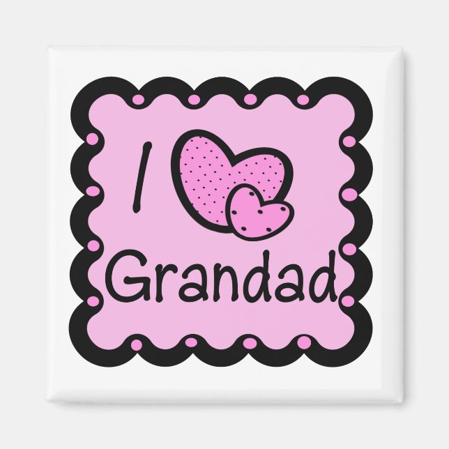 I Kärlek Grandad Cute T-Shirt Magnet (Framsidan)