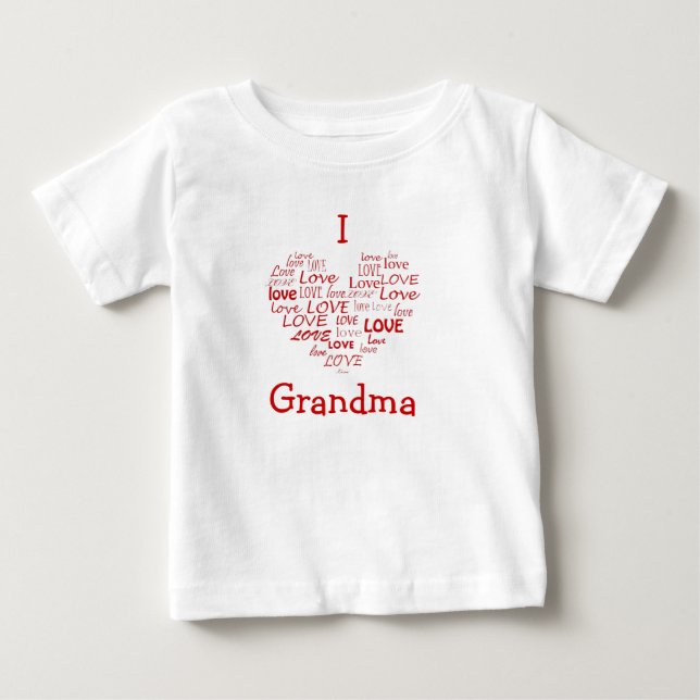 I Kärlek Grandma Heart Baby T Tee (Framsida)