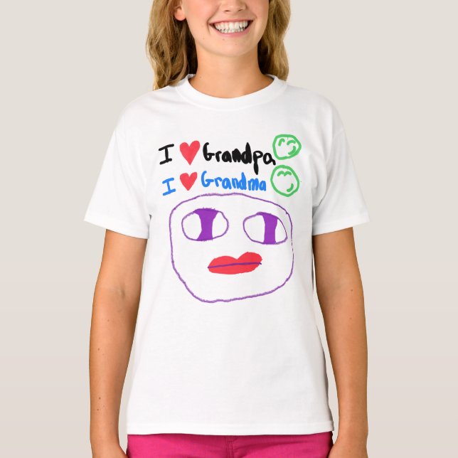 I Kärlek Grandma och Grandpa Kids T-shirt (Framsida)