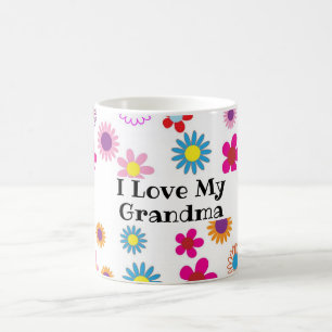I Kärlek Grandma Roligt Colorful Lycklig Flowers W Kaffemugg