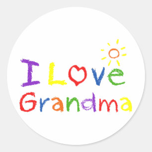 I Kärlek Grandma Runt Klistermärke