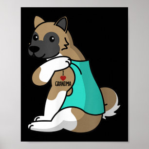 I Kärlek Grandma Tattoo Akita Hund Poster