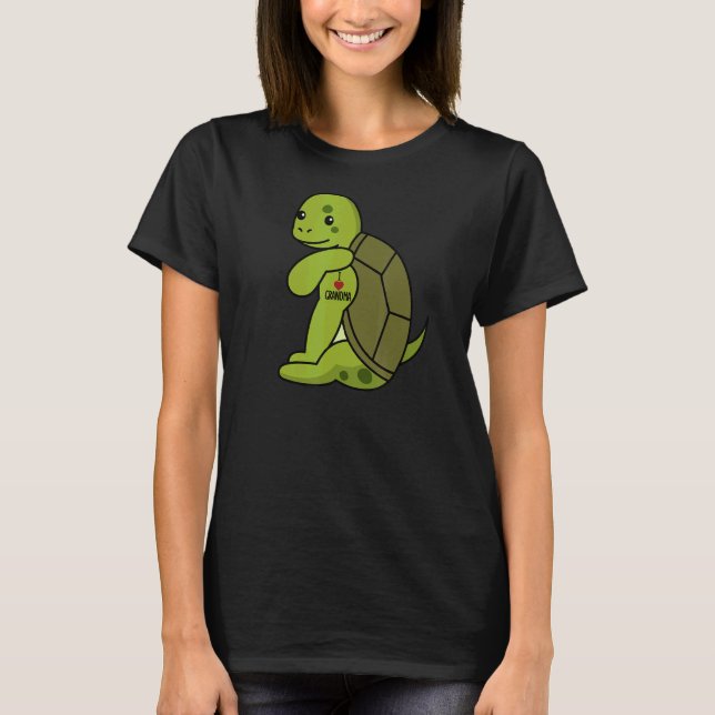 I Kärlek Grandma Tattoo Turtle Grandmor Pet T Shirt (Framsida)