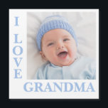 I Kärlek Grandma Typography Photo Magnetic Card<br><div class="desc">Söt fotokort med i L-O-V-E-mormtypografi. Lägg till ditt eget foto- och födelsestatus på baksidan. Så söt!</div>