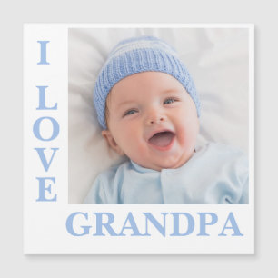 I Kärlek Grandpa Blue Typography Photo Birth Magne