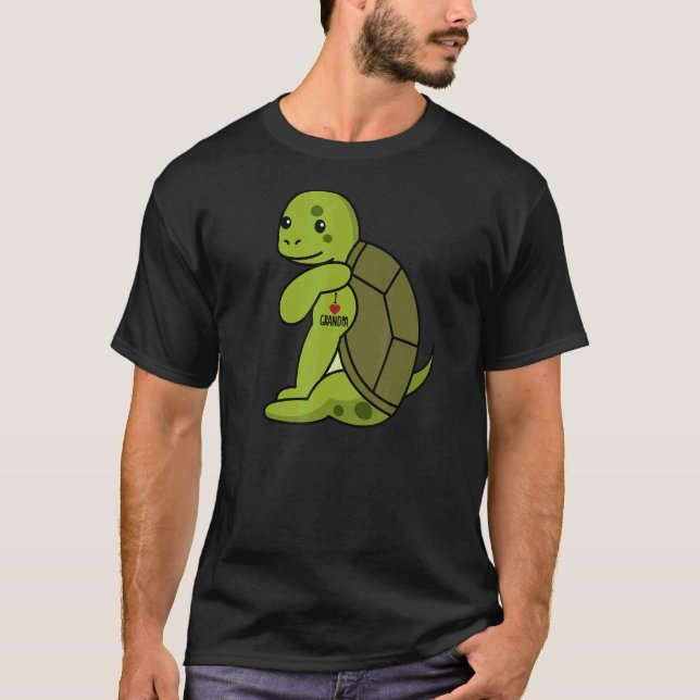 I Kärlek Grandpa Tattoo Turtle Grandfather Pet T Shirt (Framsida)