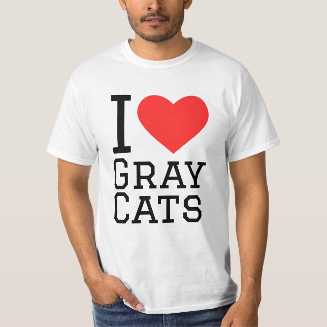 I kärlek grått katter t shirt (Framsida)