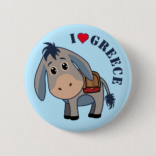 "I kärlek Grekland" Cute Donkey Knapp