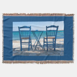 I kärlek, Grekland, taverna, fotoblå och vit Filt