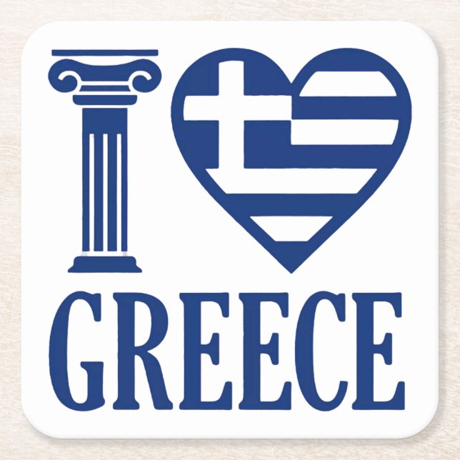 I kärlek Grekland Underlägg Papper Kvadrat (Framsidan)