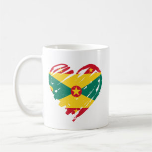 I Kärlek Grenada - Grenadian Flagga Heart Shape Kaffemugg