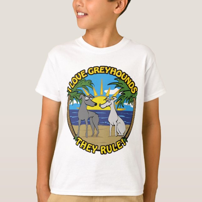I KÄRLEK GREYHOUNUNES DE REGELN T-SHIRT (Framsida)