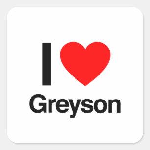 i kärlek greyson fyrkantigt klistermärke