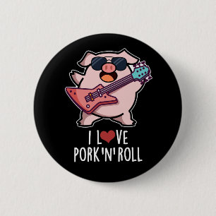 I Kärlek Gris och Roll Funny Music Gris Pun Mörk B Knapp