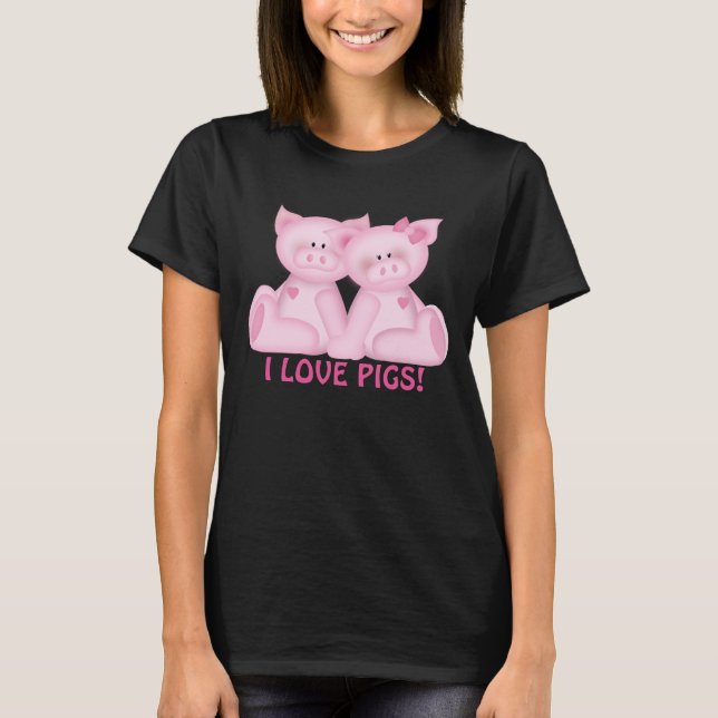 I kärlek grisar tecknad  roligt t-shirt (Framsida)