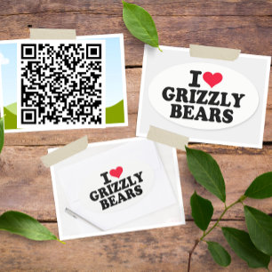 I Kärlek Grizzly Bears Ovalt Klistermärke