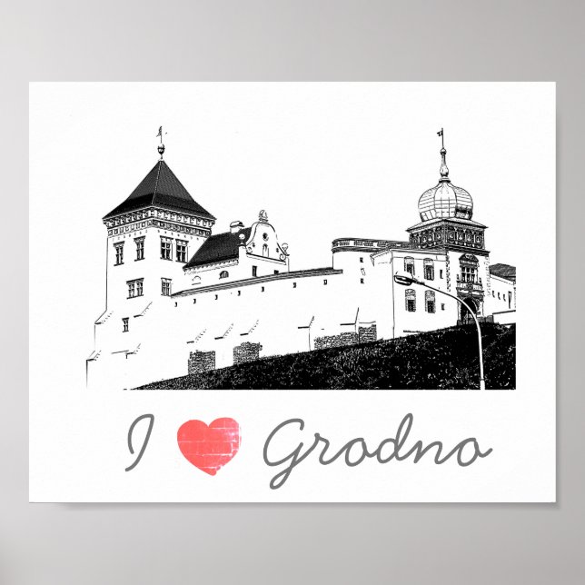 I Kärlek Grodno Belarus Architecture Castle Poster (Framsidan)