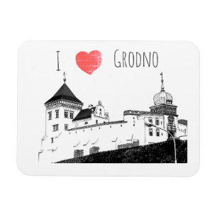 I Kärlek Grodno Belarus Architecture Sketch Castle Magnet